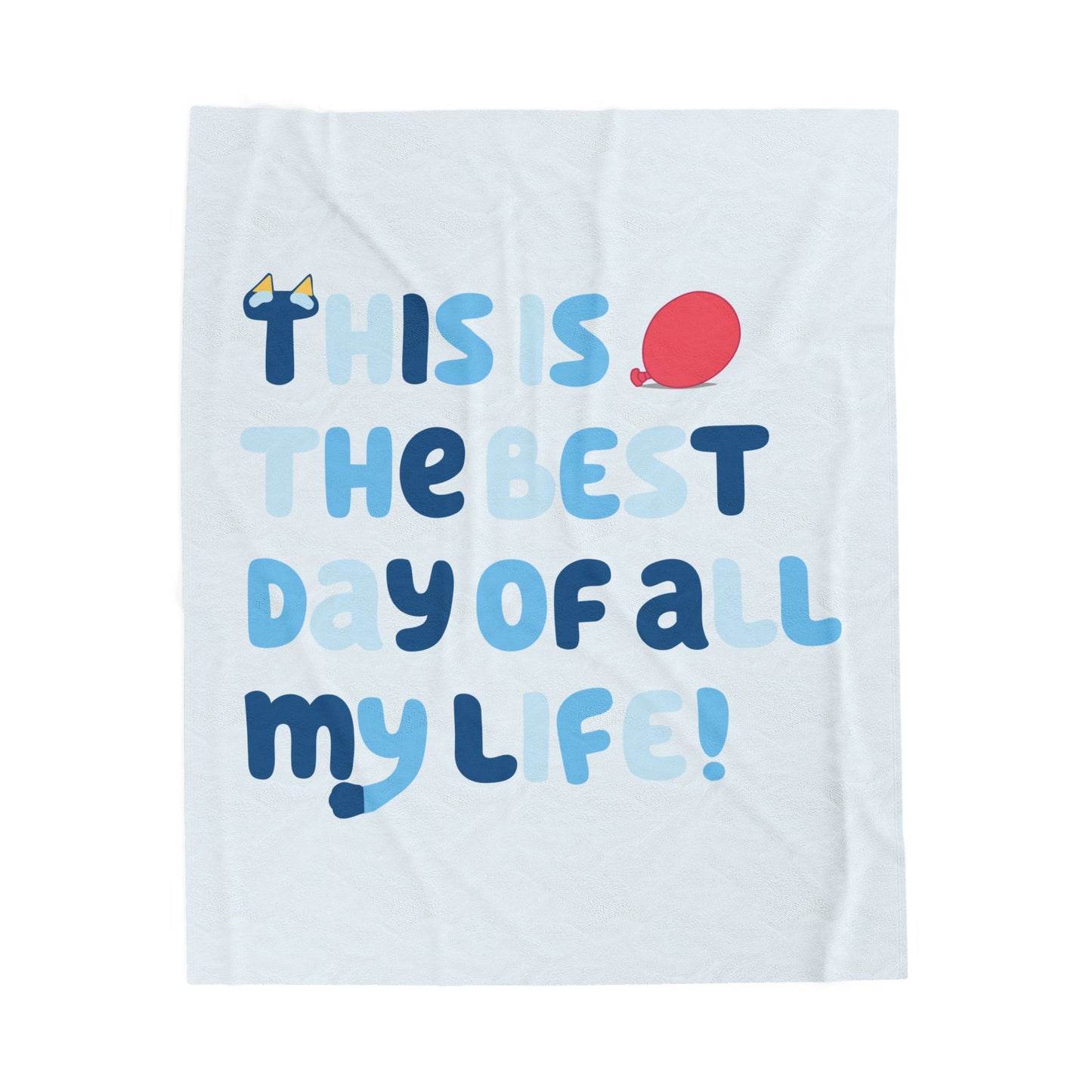 Plush Blanket, Bluey Keepy Uppy Best Day of All My Life, Cozy Throw, Soft Bedding, Gift for Kids, Movie Fans, Birthday Present