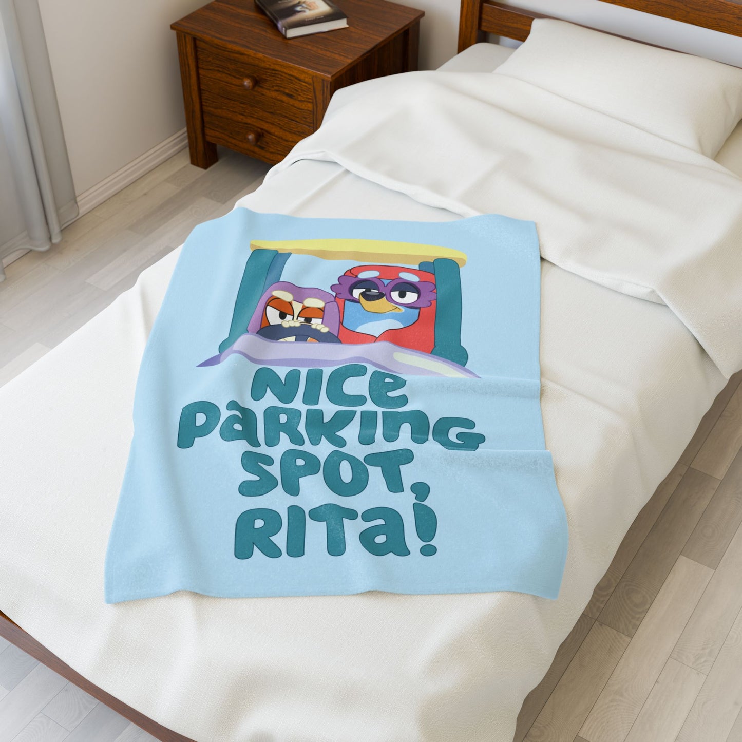 Velveteen Plush Blanket - Bluey Grannies Nice Parking Spot Rita, Soft Throw for Cozy Nights, Warm Fleece Cover for Bed Sofa Couch,