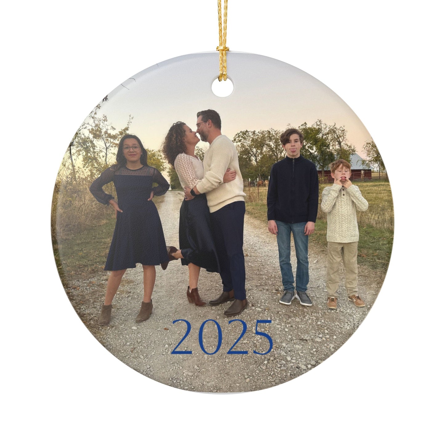 2025 Personalized Family Photo Ceramic Ornament — Custom Holiday Keepsake