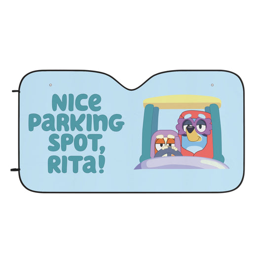 “Nice Parking Spot, Rita” Car Sun Shade – Bluey Grannies
