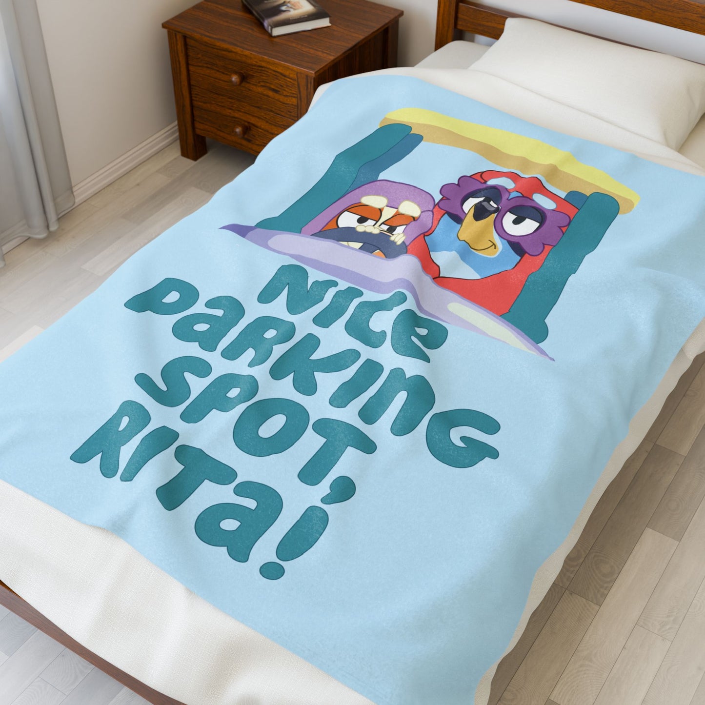 Velveteen Plush Blanket - Bluey Grannies Nice Parking Spot Rita, Soft Throw for Cozy Nights, Warm Fleece Cover for Bed Sofa Couch,