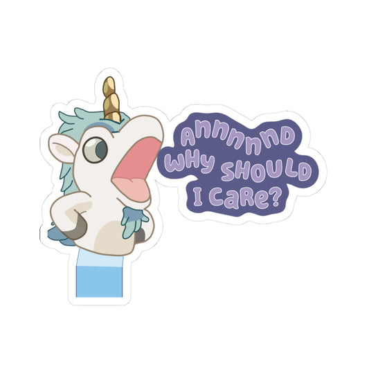 Kiss-Cut Stickers, Bluey Unicorse Annnnd Why Should I Care, Sticker Pack, Laptop Decals, Cute Kawaii Stickers, Waterproof Stickers