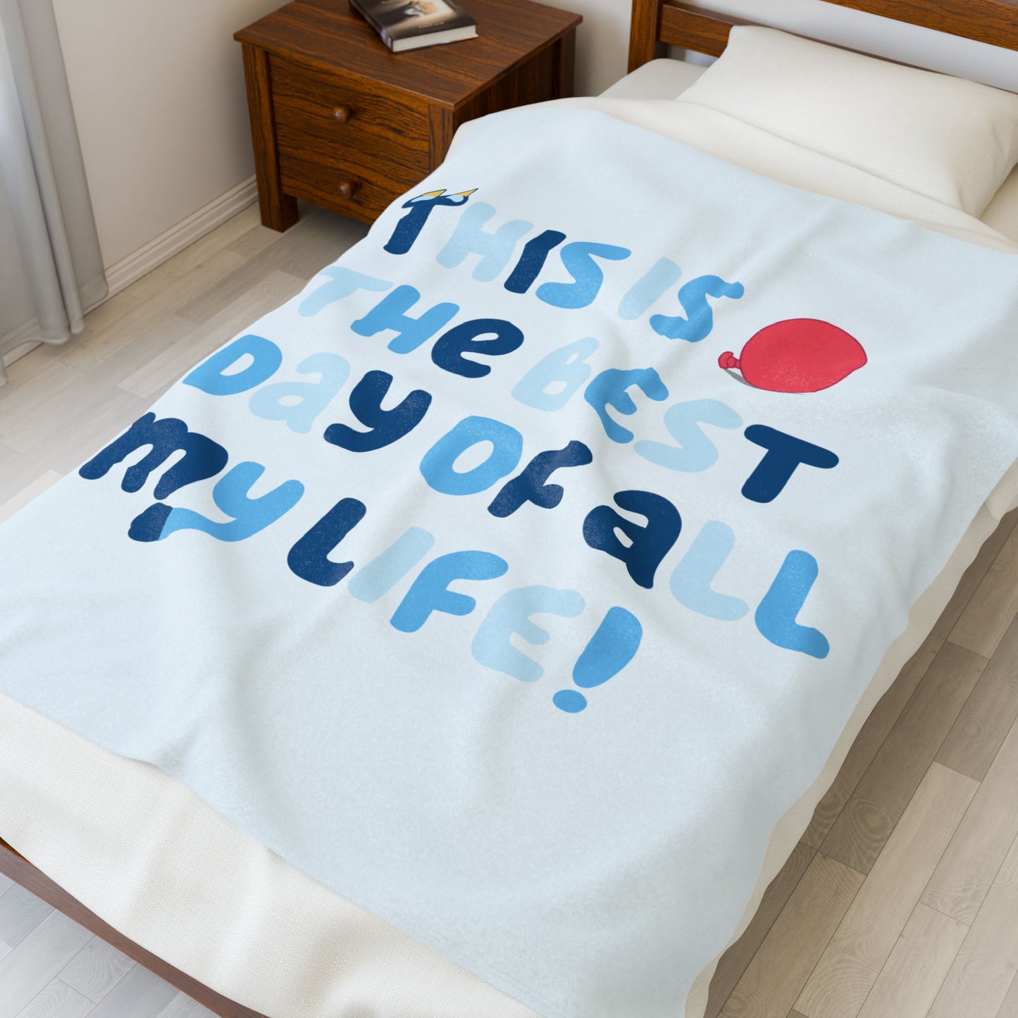 Plush Blanket, Bluey Keepy Uppy Best Day of All My Life, Cozy Throw, Soft Bedding, Gift for Kids, Movie Fans, Birthday Present