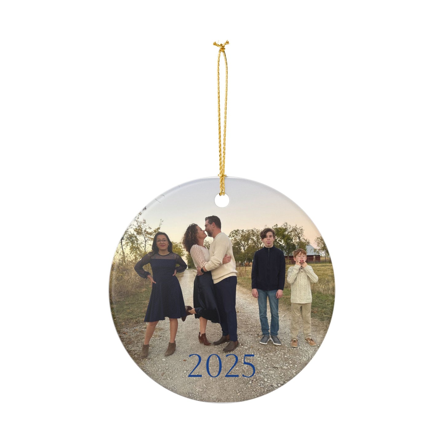 2025 Personalized Family Photo Ceramic Ornament — Custom Holiday Keepsake