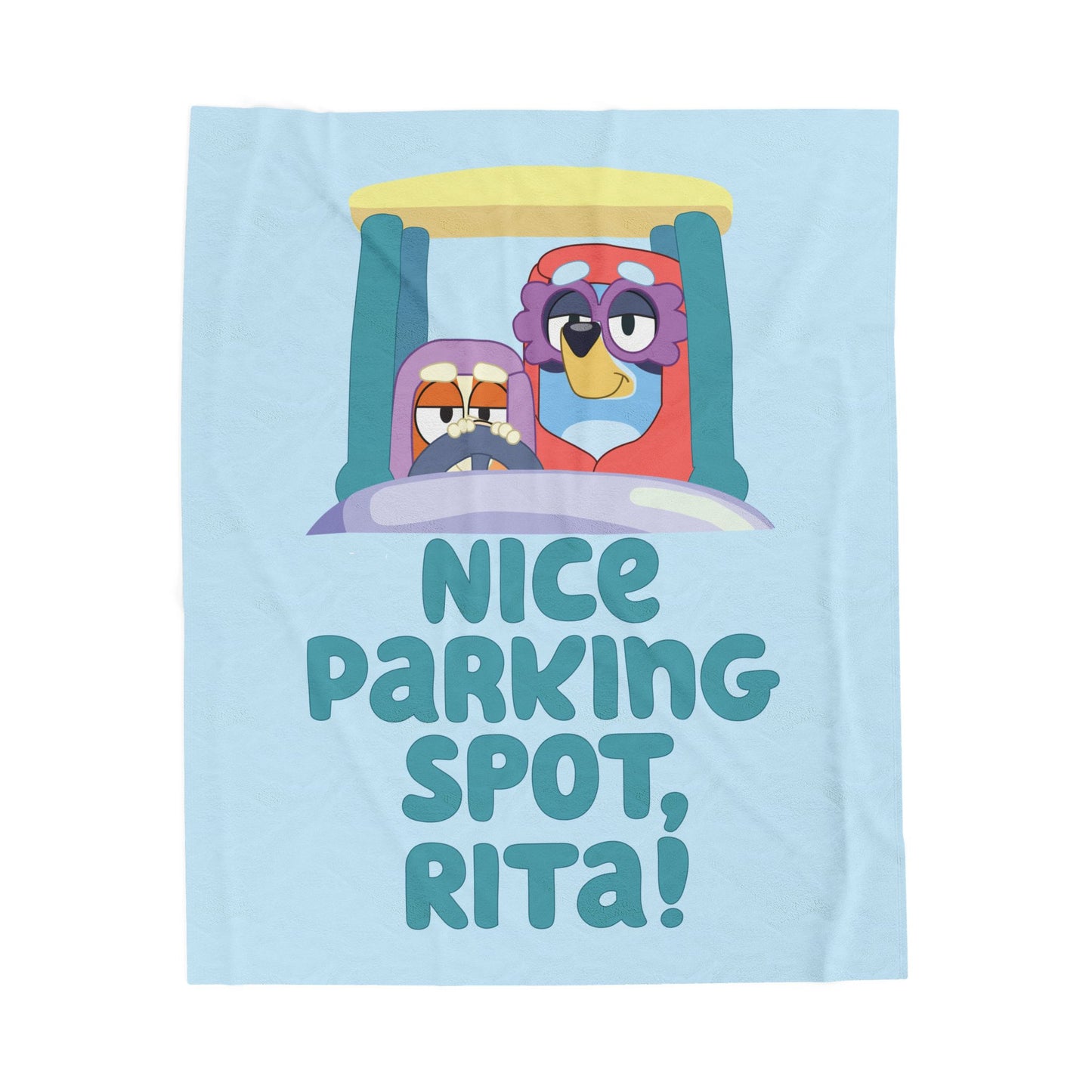 Velveteen Plush Blanket - Bluey Grannies Nice Parking Spot Rita, Soft Throw for Cozy Nights, Warm Fleece Cover for Bed Sofa Couch,