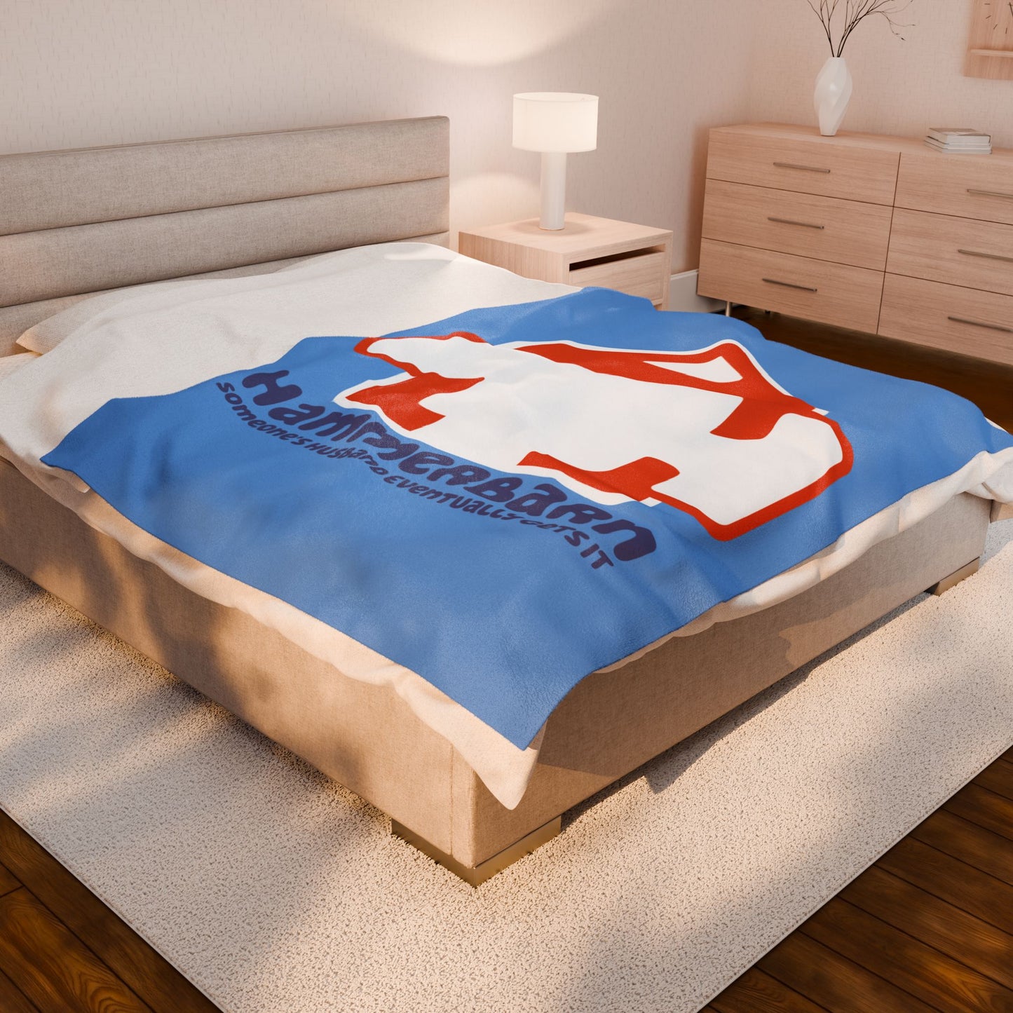 Velveteen Plush Blanket - Funny Hammerbarn Someone's Husband Eventually Gets It Bluey, Cozy Throw, Soft Bed Blanket, Unique Home Decor,