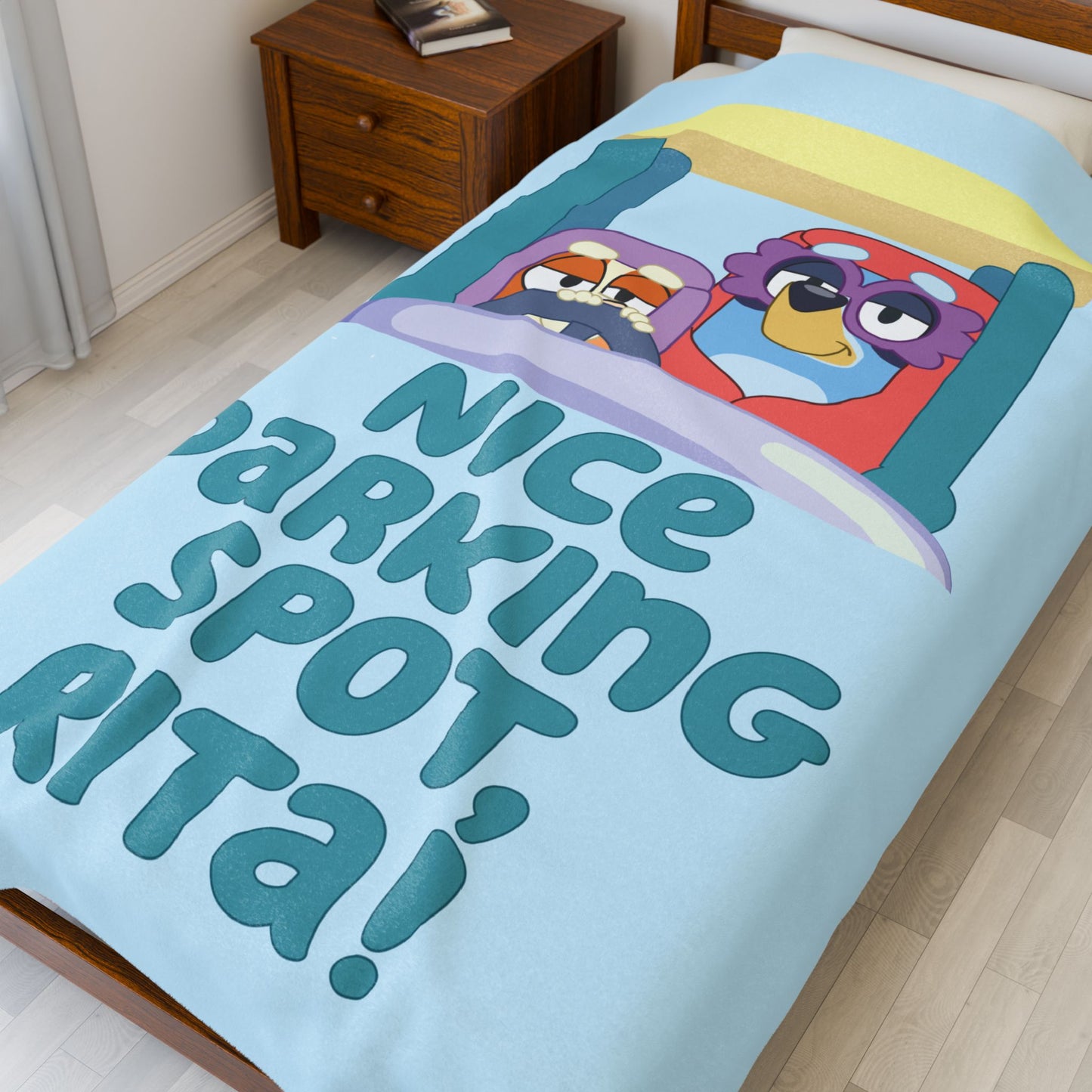 Velveteen Plush Blanket - Bluey Grannies Nice Parking Spot Rita, Soft Throw for Cozy Nights, Warm Fleece Cover for Bed Sofa Couch,
