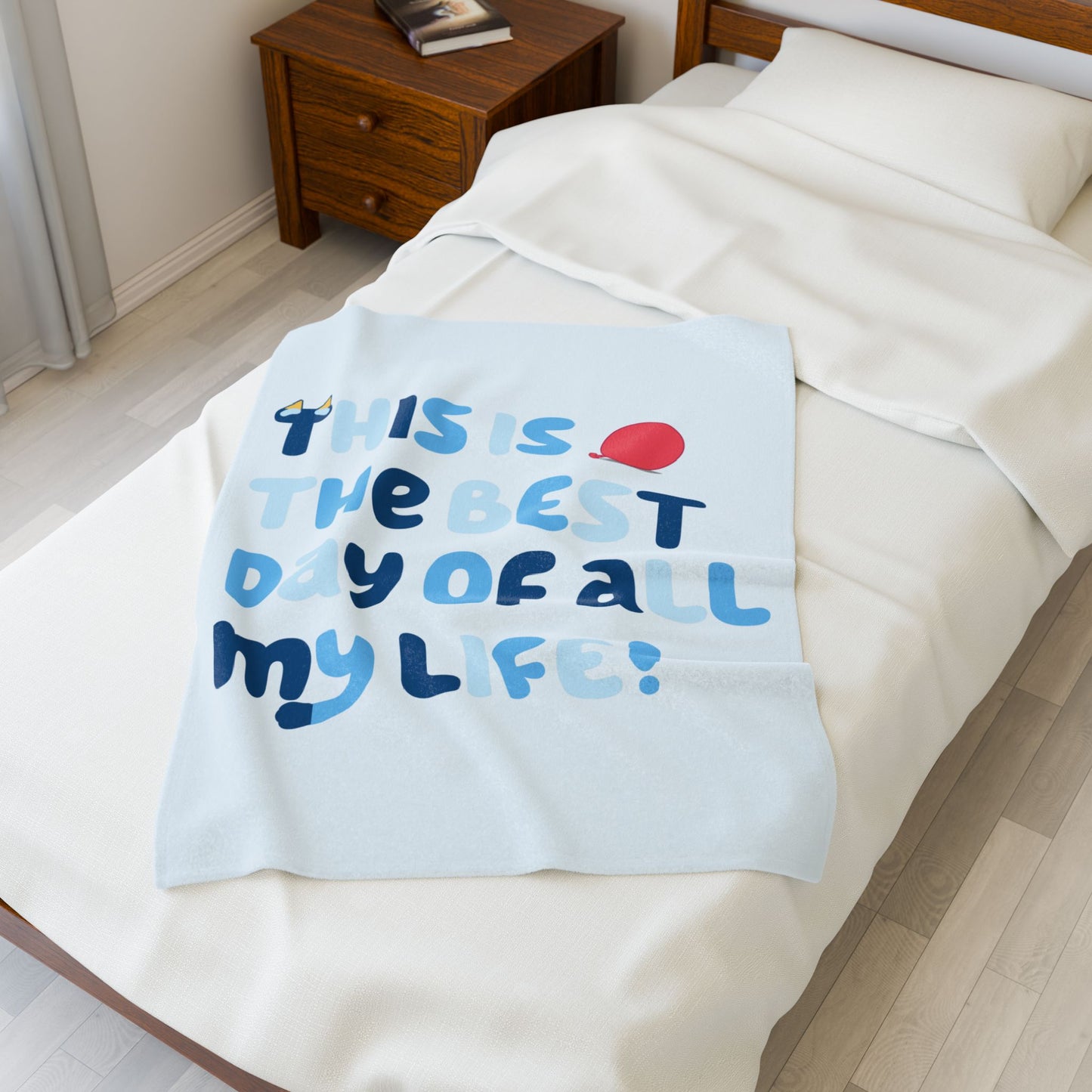 Plush Blanket, Bluey Keepy Uppy Best Day of All My Life, Cozy Throw, Soft Bedding, Gift for Kids, Movie Fans, Birthday Present