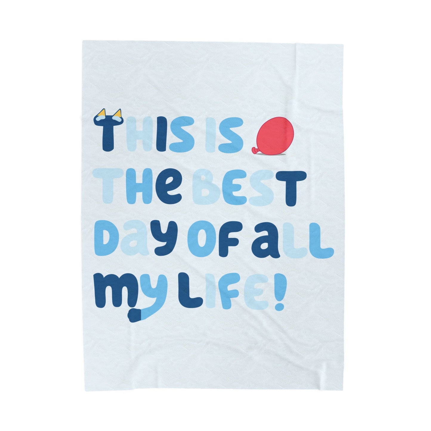 Plush Blanket, Bluey Keepy Uppy Best Day of All My Life, Cozy Throw, Soft Bedding, Gift for Kids, Movie Fans, Birthday Present